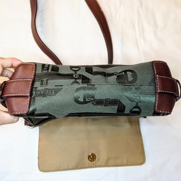 Etienne Aigner Green Crossbody Bag with Brown Leather Trim - Picture 7 of 11